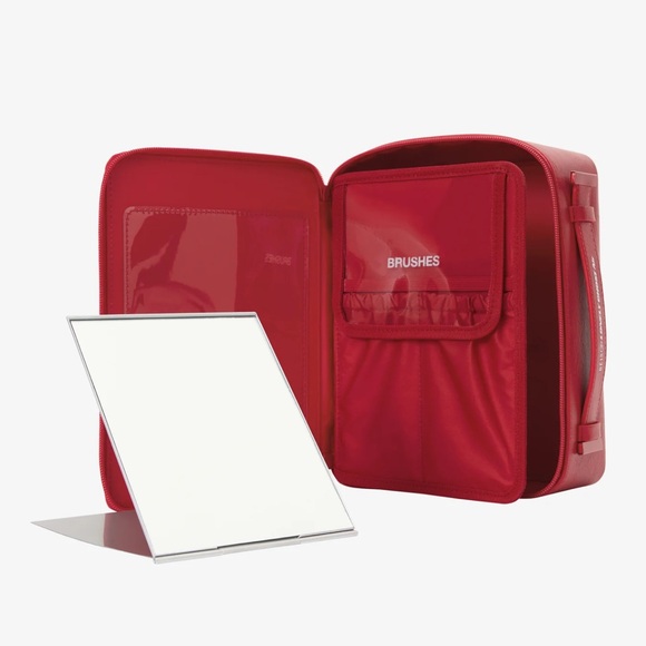 NWT Beis x The Lonely Ghost Faux Leather Vegan Cosmetic Case in Red - Picture 4 of 9